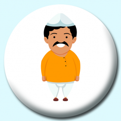38mm Indian Man Wearing Dhoti Kurta Treditional Costume India Button Badge  | Badge Boy Custom Badges UK