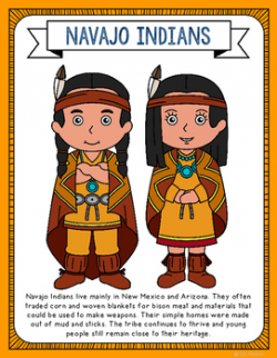 Navajo Indians Coloring Page Craft and Poster, Native American Tribes
