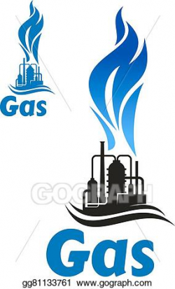 EPS Illustration - Industrial plant with natural gas flame ...
