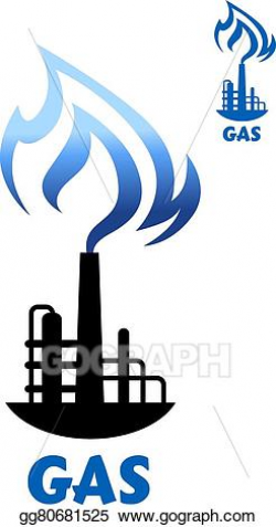 Vector Illustration - Gas production plant silhouette with ...