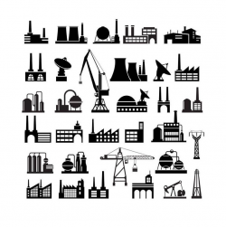 Industrial Silhouettes, Industry Clipart, Infographic Clip Art, Buildings  Svg, Industrial Factory , Industrial Plant, Industrial vector