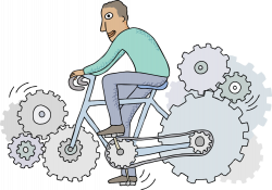 Riding Bicycle Made of Cogwheel Gears - Vector Image