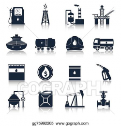 EPS Illustration - Oil industry icons black. Vector Clipart ...