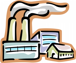 Factory Smokestacks Belch Pollution - Vector Image