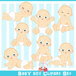 Baby Boy Infant Clipart Set