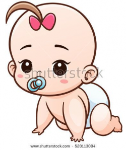 Vector Illustration of Cartoon Baby learn to crawl | Baby ...