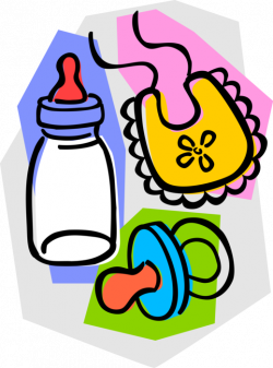 Baby Bottle with Soother and Bib - Vector Image