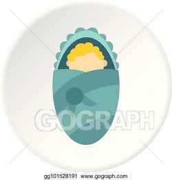 EPS Vector - Newborn infant wrapped in baby blanket icon ...