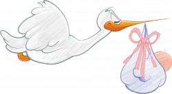 Clipart - Stork Carrying Baby Girl