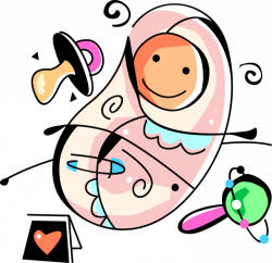 Baby in Swaddling Blanket with Rattle - Vector Image
