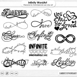 Love ClipArt, Infinity Word Art, Printable Digital Stamps, Forever Infinite  Love Quote, Valentine Graphics, Wedding ClipArt, DIY Decals