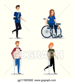Vector Illustration - Set people with disabled and physical ...