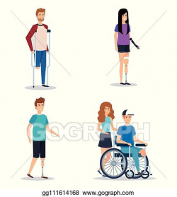 Vector Art - Set people with physical injury and disabled ...