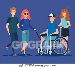 EPS Vector - Disabled people with physical injury and ...