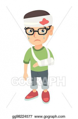 Vector Illustration - Caucasian boy with broken arm and ...