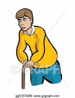 Stock Illustration - Injured man with cane. Clipart Drawing ...