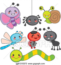 Vector Illustration - Happy little bugs. Stock Clip Art ...