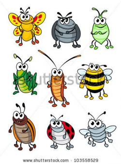 Set of doodle cartoon insects. Vector illustration - stock ...