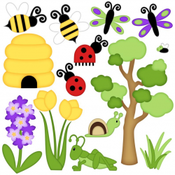 Bug Digital Clipart - Set of 14 - Honey Bee, Ladybug, Grasshopper,  Dragonfly, Tree - Instant Download - Item#8235