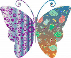 Clipart - Vintage Style Floral Butterfly