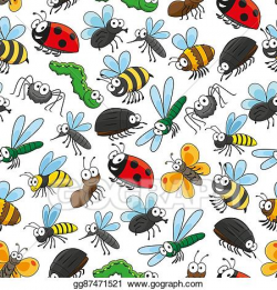 Vector Stock - Bugs and insects funny cartoon wallpaper ...