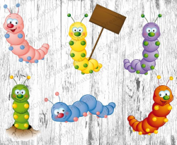6 Insects Kids Animals clipart, worm clipart, caterpillar ...