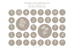 Instagram Story Highlight Icons. beige neutral vintage Hand Drawn sketch  botanical flower Instagram Story Covers. social media icons clipart