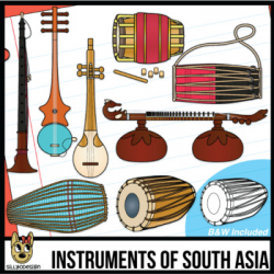 Musical Instruments of South Asia/India Clip Art