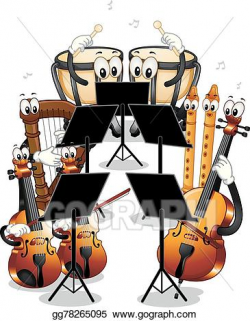 EPS Illustration - Mascot orchestra instruments. Vector ...