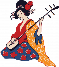 Clipart - geisha playing shamisen
