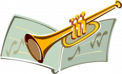 Trumpet Musical Instrument with Music Sheet - Vector Image
