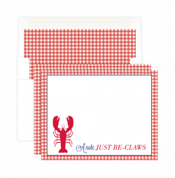 Lobster, Red Gingham flat stationery (lined envelopes) - Matrick and ...