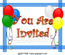 Stock Illustrations - Birthday invitation balloons border ...