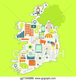 Vector Stock - Map of ireland with technology icon. Clipart ...
