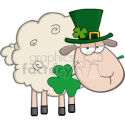 Royalty Free RF Clipart Illustration Irish Sheep Carrying A Clover In Its  Mouth clipart. Royalty-free clipart # 396934