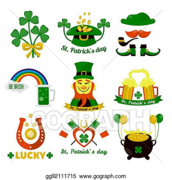 Vector Illustration - Symbols of ireland flag and horseshoe ...