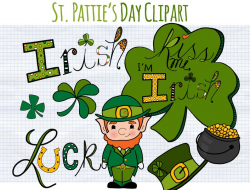 St. Patrick's Digital Clipart, Leprechaun Clip Art, INSTANT DOWNLOAD, hand  drawn shamrock, pot of gold, Irish clipart
