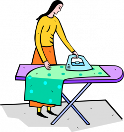 Ironing Clothes with Iron - Vector Image