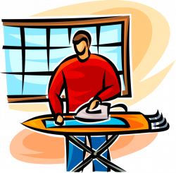 Ironing Clothes with Electric Iron - Vector Image