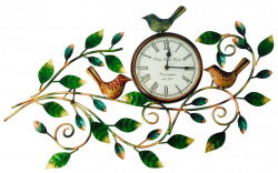 Leaf and birds wall clock Nature inspired Metal Leaf Wall Clock is a ...