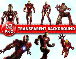 Ironman Clipart, Ironman PNG Characters, Ironman PNG Files, Transparent  Background, Ironman Party Supplies, Instant Download