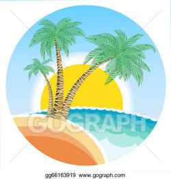 Vector Clipart - Exotic tropical island with palms and sun ...