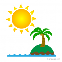 Sun and Island Clipart Free Picture｜Illustoon