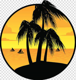 Silhouette of coconut trees illustration, Sunset Island ...