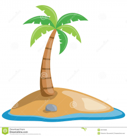 Cartoon Island with Palm Tree - Clip Art Bay