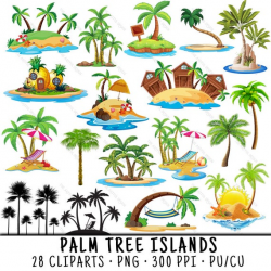 Palm Tree Clipart, Island Clipart, Beach Clipart, Palm Tree Clip Art,  Island Clip Art, Beach Clip Art, Palm Tree PNG, Island PNG, Beach PNG
