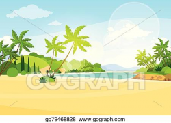 Vector Stock - Tropical beach island palm tree ocean summer ...