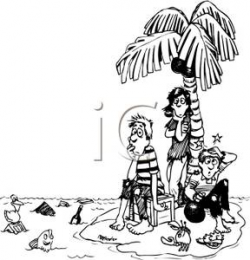 Black and White Family Stranded on an Island - Royalty Free ...