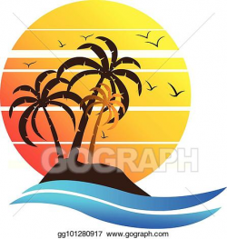 EPS Illustration - Tropical island paradise logo. Vector ...