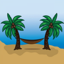 Tropical Island Clipart Image - A hammock on the beach ...